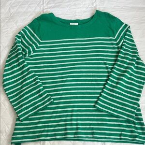 J. Jill Green and White Striped Top